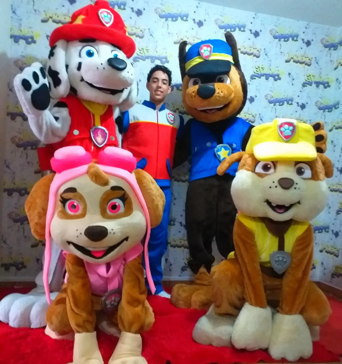 Personagens da Patrulha Canina em festa infantil